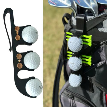 2 in 1 Golf Ball Tee Holder - Quick Release - Golf Accessory for Club Bag