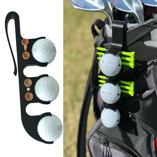 2 in 1 Golf Ball Tee Holder - Quick Release - Golf Accessory for Club Bag