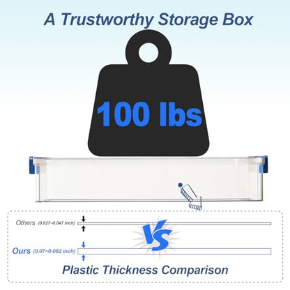 CATOOMUU 16 Pack Clear Plastic Storage Boxes with Lids, 9x13 Inches Shallow Flat, 5.5 Qt, Stackable Cases with Snap-Tight Latch, Organizer for Paper, A4 Files, Documents, Arts, Scrapbooking & Crafts - color: Large-Blue-16packs