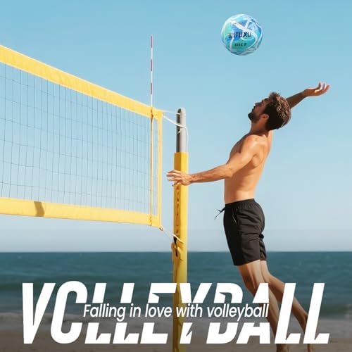 Official Size 5 Volleyball, Soft Touch Waterproof PU Leather Cover & Reinforced Rubber Bladder - for Indoor, Outdoor, Pool, Beach - Includes Air Pump & Inflation Needle