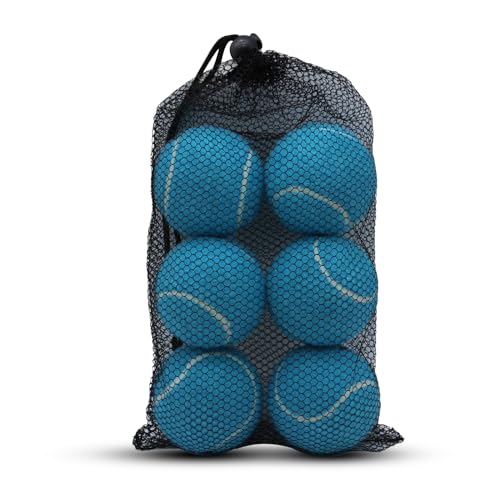 Swingers Tennis Balls,Training Exercise Balls for Pet Dog, High Elasticity Practice Tennis Balls for Beginner, with Mesh Carry Bag Easy to Transport - color: Light Blue, size: 6 PACK