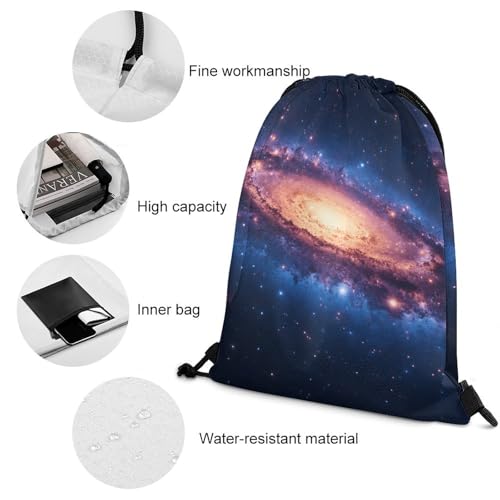 Theft Proof Drawstring Bag Water Resistant Cinch Sack Gym Sport Backpack for Travel Camping, Space Galaxy Bags - color: Picture (1010)