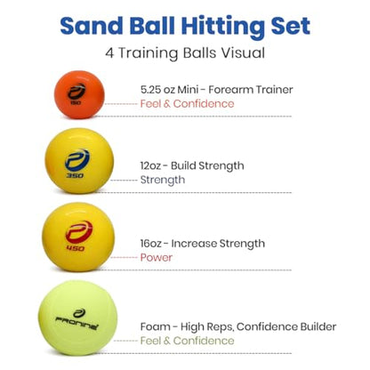Mint Bucket Brands ProNine Sports Baseball Training Bundle – Weighted Sand Balls (3 Sizes) & Foam Baseball – Throwing Strength, Arm Conditioning & Mechanics Training Equipment for Players & Coaches