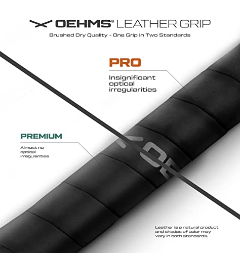 OEHMS Pro Leather Tennis Grip | Black | Adhesive Replacement Grip | Made in Germany