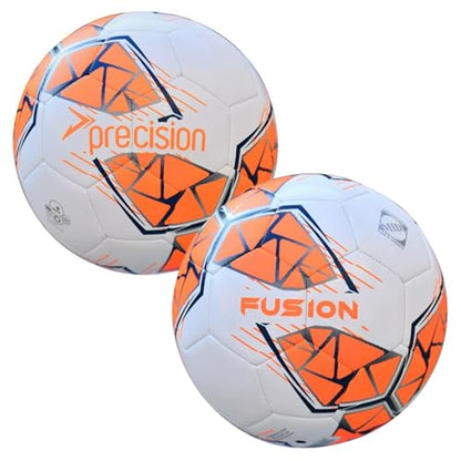 Precision Fusion High Performance Midi Football, Durable, Machine Stitched TPU, 2mm EVA Lined, Lightweight 220g - color: White/Fluo Orange/Navy