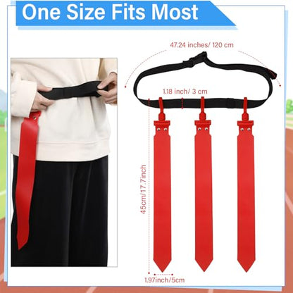 Hungdao 10/12 Players Flag Football Belts and Flags Adjustable Football Belts for Kids Teens Adults Team Training Sport Event - color: Red