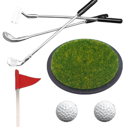 Desk Golf Game - Funny Putting Green Toy | Including A Putting Range | 3 Mini Clubs and Balls | Mini Golf Game | for Golfer Coworker Men Office Indoor Tabletop Practice Relaxation