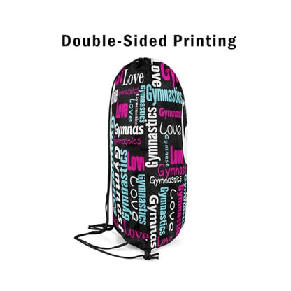 Castle Fairy Gymnastics Drawstring Backpack,Gymnastics Lovers Waterproof Drawstring Bags,Cheerleading Bags for Shopping Travelling,Lightweight - color: Black