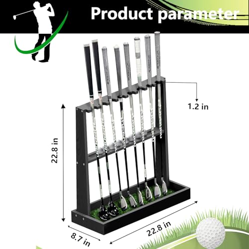 Golf Club Holder Stand,Wooden Golf Club Rack -Indoor Display Rack,Golf Club Organizer for 8 Clubs and 11 Balls Storage,Golf Rack for Storage Sports Outdoors Wall Garage