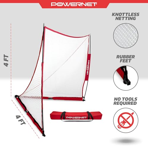 PowerNet Portable 4x4 FT Lacrosse Goal, Quick and Easy 2 Minute Setup No Tools Required, Perfect for Practice or Scrimmages, Bow Style Frame