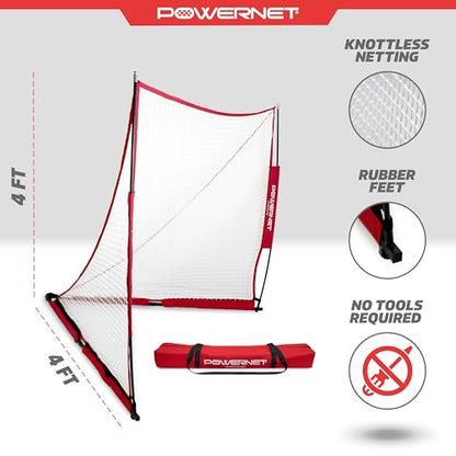 PowerNet Portable 4x4 FT Lacrosse Goal, Quick and Easy 2 Minute Setup No Tools Required, Perfect for Practice or Scrimmages, Bow Style Frame