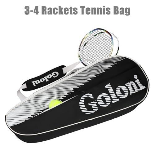 Goloni | 3 Racquet Tennis Bag, for Professional or Beginner Tennis Players, Rackets Cover Bag with Protective Pad & Lightweight | Unisex Design for Men, Women, Youth and Adults - color: White