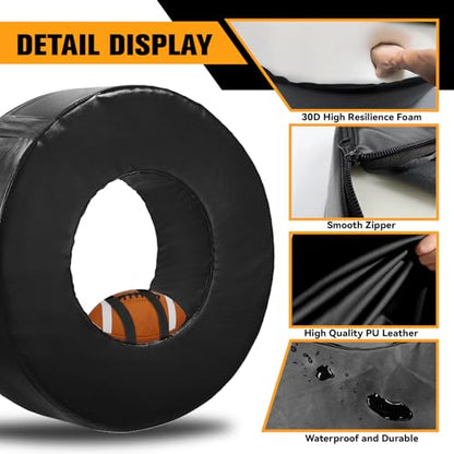 Wibeelee Football Tackle Wheel Tackling Dummies for Football High-Density Sponge and Waterproof PU Leather Tackling Ring with Straps for Youth Football Practice