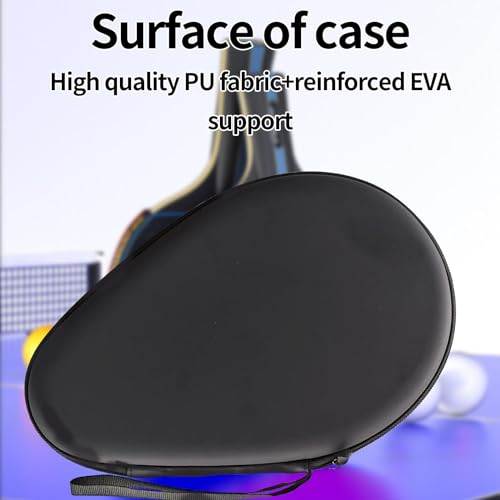 Table Tennis Racket Case Ping Pong Paddle Case Storage Pocket Hard Cover Large Capacity Container Bag Gourd Shape for Sports Accessories Texture (Black)