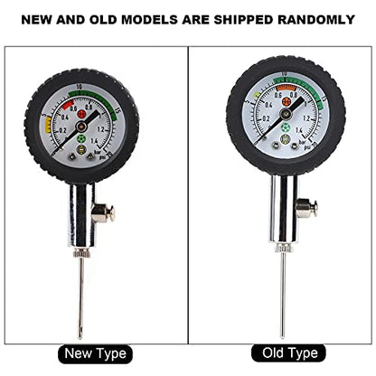 Football Pressure Portable Metal Texture Inner Measurement Tool for Soccer Ball, Basketball, Football, Volleyball with Inflation Needle for Sport Fans