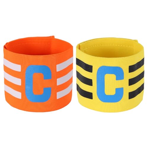 Captain Arm Bands for Soccer, Soccer Captain C Armband, Classic Striped Elastic Protective Arm Badge Player Bands - color: Orange/Yellow