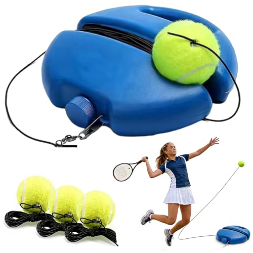 Solo Tennis Trainer Rebound Ball with String, Self Practice Training Kit with Water Injection Port, Blue, Includes 2-3 Balls and 157.5 Inch Rope, for Adults Kids and Beginners - color: Blue, size: With 3 Balls