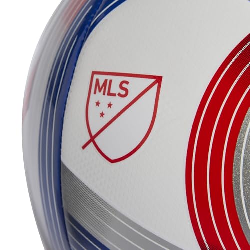 adidas Unisex MLS Soccer Ball - color: White/Team Royal Blue/Red/Silver Metallic, size: 5