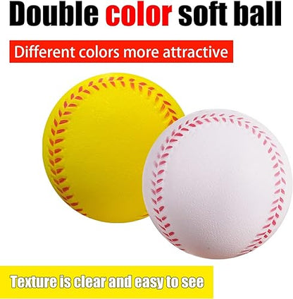 Soft Foam Baseballs - 6 Pcs Training Balls for Kids & Teenagers, Indoor/Outdoor Play (White) - color: Yellow