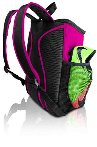 Soccer Backpack with Ball Holder Compartment - for Boys & Girls | Bag Fits All Soccer Equipment & Gym Gear (Black) - color: Pink