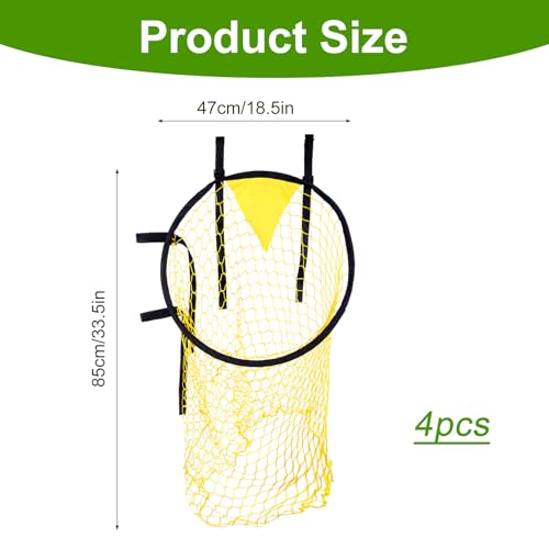 4PCS Soccer Goal Target Nets – High-Visibility Yellow Training Aids for Football Shooting Accuracy, Durable Fiberglass & Oxford Cloth Design, Easy to Attach/Detach