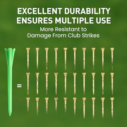 FINGER TEN Golf Tees Plastic Unbreakable Easy to Find Bulk Value 200/500/1000 Count, 2 3/4 3 1/4 Inch Tee Driving Range Reduce Friction, Green Red White USA Flag Practice - color: Green, size: 500 Count (2 3/4 Inch)