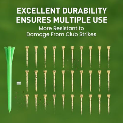 FINGER TEN Golf Tees Plastic Unbreakable Easy to Find Bulk Value 200/500/1000 Count, 2 3/4 3 1/4 Inch Tee Driving Range Reduce Friction, Green Red White USA Flag Practice - color: Green, size: 500 Count (3 1/4 Inch)