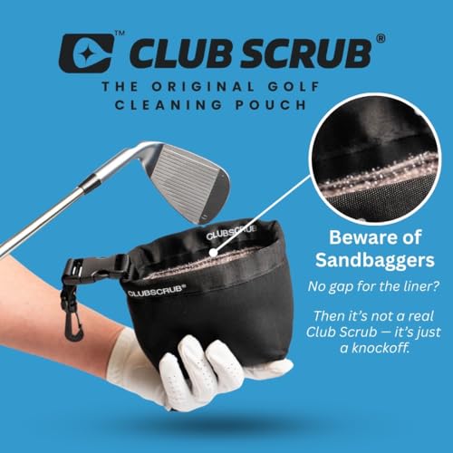 Club Scrub Golf Club and Golf Ball Cleaning Bag, Waterproof Clean Face Technology Liner, Detachable Clip, Machine Washable, Cleans Club Grooves, Dry Exterior (Neoprene or Microfiber Option Available) - color: Blue, style: Neoprene