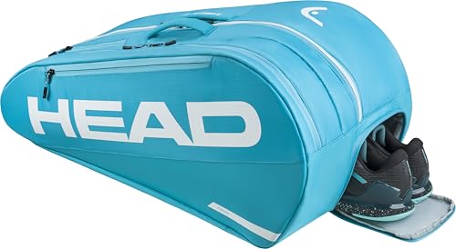 HEAD Tour Racquet Bag L (9R) Tennis Bag - Holds Up to 9 Racquets, CCT+ Climate Control Technology, 2 Main Compartments, Shoe Pocket & Backpack Carry System - color: Blue