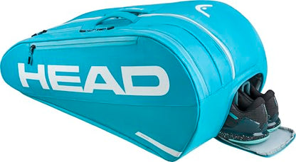 HEAD Tour Racquet Bag L (9R) Tennis Bag - Holds Up to 9 Racquets, CCT+ Climate Control Technology, 2 Main Compartments, Shoe Pocket & Backpack Carry System - color: Blue