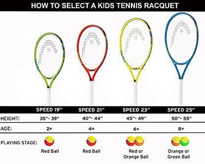 HEAD Speed 23 Junior Pre-Strung Tennis Racquet, Lightweight Youth Tennis Racket for Kids & Beginners, Durable Aluminum Frame, Age 6-8, 23 inch, Yellow
