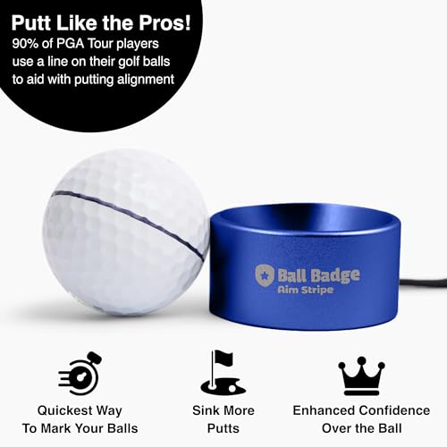 Ball Badge Aim Stripe - 360 Degree Golf Ball Line Marker Kit with Golf Bag Attachment for Perfect Alignment and Precision Putting - color: Blue