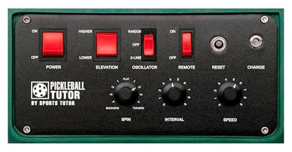 Pickleball Tutor Plus. Ball Machine. Variable TOPSPIN and Backspin. Speed 10-65 MPH. Random Oscillator. Made in USA by #1 Pickleball Machine Company.