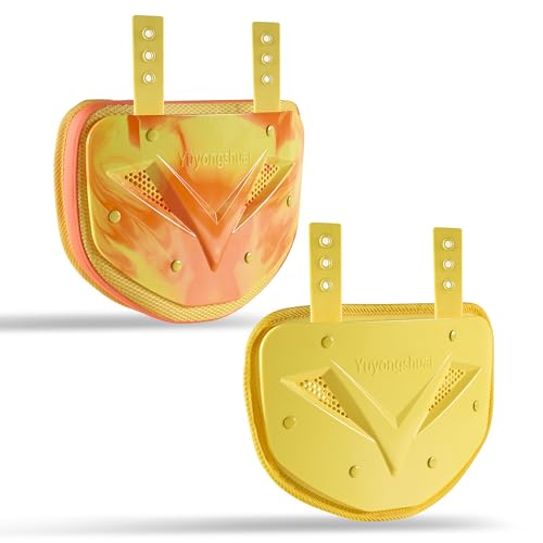 2Pcs Football Back Plate, Football Low Back Pad, Professional Rear Protector Lower Back Pads Large and Small - color: Yellow and orange dual color, size: Small