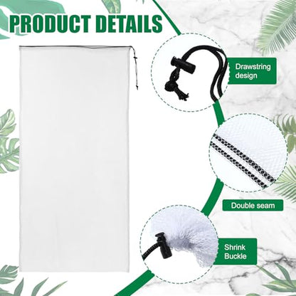 6 Pcs large Mesh Bag 24 x 48 inch Ball Mesh Drawstring Storage Sports Equipment Bag for Balls Beach - color: White