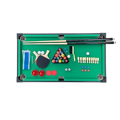 KICK Hexad 48" 6-in-1 Multi Game Table – Foosball, Billiards/Pool, Glide Hockey, Ping Pong, Mini-Shuffleboard & Mini-Bowling - color: Brown
