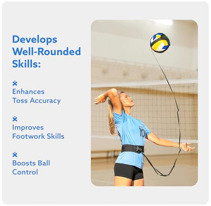 MOTOMY™ Volleyball Training Equipment Aid ‘VolleyPal’ – Solo Rebounder Trainer for Serve, Spike, Set & Pass; Indoor and Outdoor Practice Gear Volleyball Gifts for Teen Girls