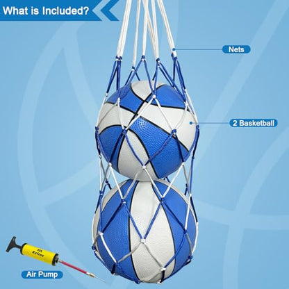 9 Inch Water Basketball 2PCS, Size 6 - Rubber Pool Basketballs with Air Pump & Net for Swimming Pools Basketball Hoops