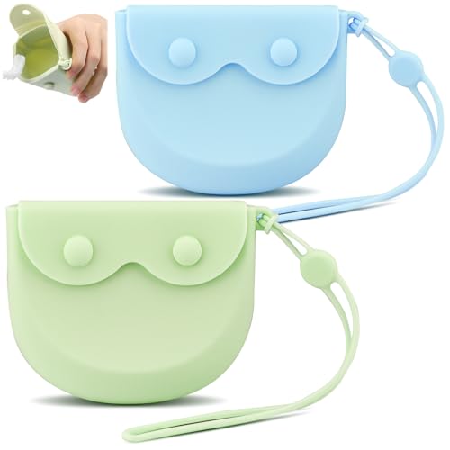 LELE LIFE 2Pcs Silicone Retainer Case with Vent Holes, Unbreakable Retainer Holder with Hand Strap Slim Retainer Container Box for Travel Partial Denture Night Mouth Guard Aligner Case (Green + Blue) - color: Green + Blue