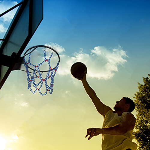 Basketball Net Replacement Heavy Duty,Resin Material, Anti-Rust Use Indoor Outdoor Standard 12-Ring Basketball Hoop - style: blue
