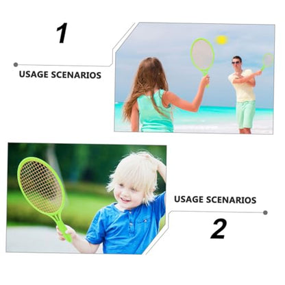 Kisangel Tennis with Balls Durable Outdoor Sports Racket for Boys and Safe Plastic Mini Tennis Racket for Parent Play and Skill Development Green