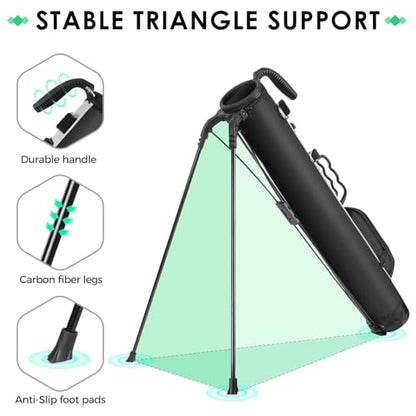 Findway Golf Stand Bag, Small Golf Bag for The Driving Range, Par 3 and Executive Courses, Lightweight Golf Club Carry Bag with Ball Holder and Pockets for Men Women - color: Black