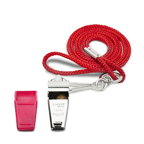 Cannon Sports Solid Brass Metal Whistle with Whistle Cover & Lanyard - Loud, Clear Sound, 124 dB Tone, Durable - Ideal for Coaches, Referees, Officials, Trainers
