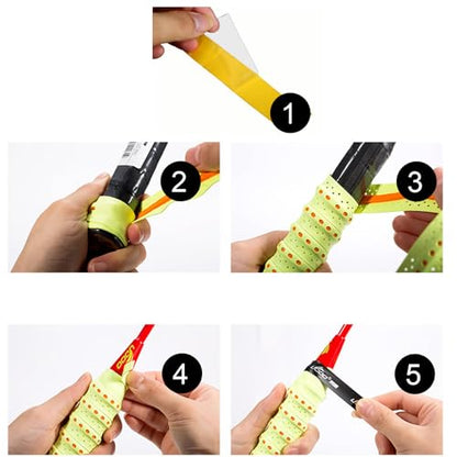 Tennis Squash Badminton Pickleball Racket Overgrips Grip Tape for Anti-Slip and Absorbent Grip