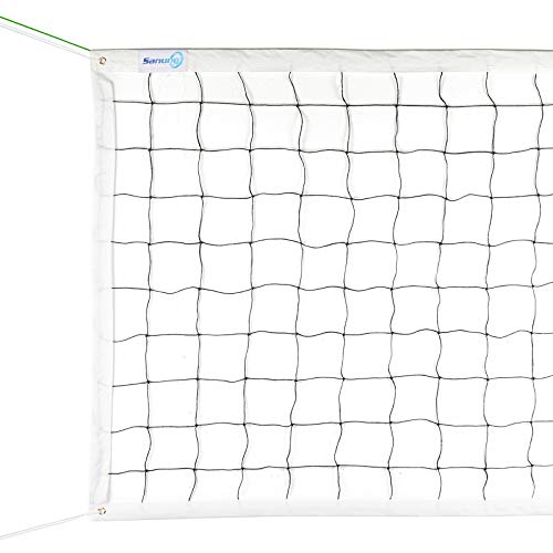 Sanung Volleyball Net with Steel Wire for Indoor and Outdoor Gardens Campus Backyard Swimming Pool Park Beach Portable Game Standard Size (32 FT x 3FT) Poles Not Included