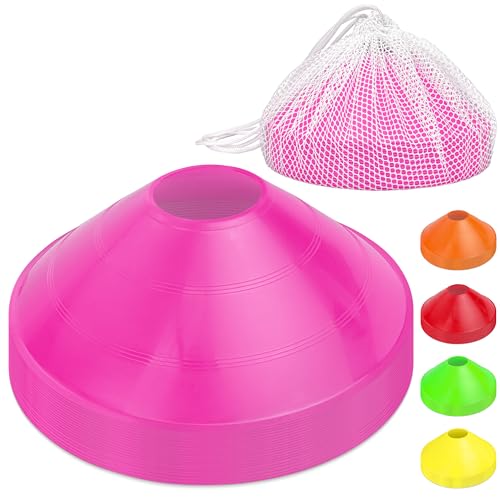 GoSports Premium Sports Cones for Agility Training and Drills - 20 Pack with Tote - Orange, Green, Pink, Yellow, or Red - color: Pink