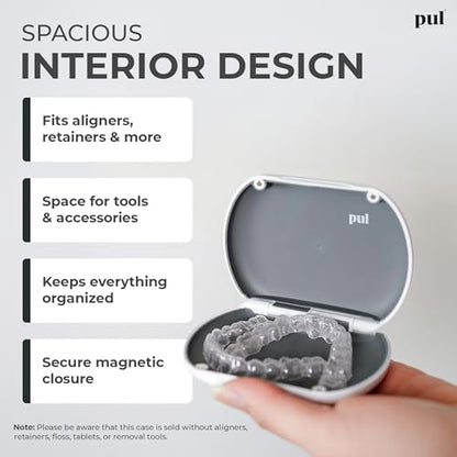 PUL Retainer Case for Invisalign & Clear Aligners - Slim Clear Aligner Case with Secure Magnetic Closure - Travel Retainer Holder for Invisalign Accessories, Mouth Guards & Dentures - Purple - color: Purple