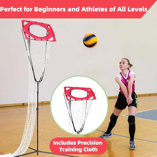 Volleyball Setter Trainer Net,Portable Training Net Equipment with Adjustable Height and Angle for Indoor&Outdoor Practice,Sturdy Footed Base for Serving,Spiking and Setting Training for Backyard,Gym