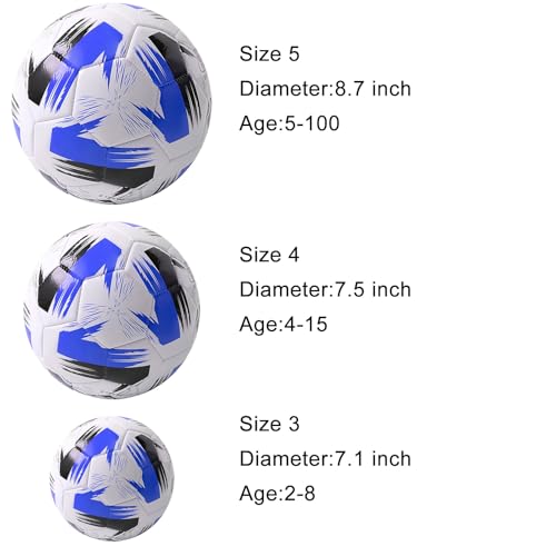 Soccer Ball Size 3 4 5 Soft Leather Anti Explosion Practice Training Boys Girls Adults with Pump Needle - color: Blue, size: Size 5