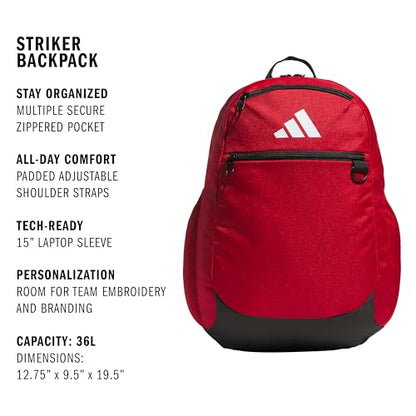 adidas Striker 3 Team Sports Backpack – Daypack for Sports Gym Travel, 36L - color: Power Red
